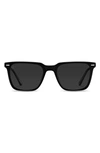 Vincero Cooper 50mm Polarized Rectangle Sunglasses In Matte Black Smoke