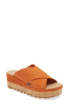 Sorel Women's Cameron Flatform Wedge Sandals Women's Shoes In Desert Sun/gum