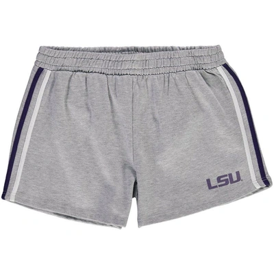 Profile Heathered Gray Lsu Tigers Plus Size 2-stripes Shorts In Heather Gray