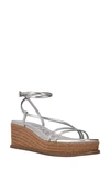 Calvin Klein Women's Neve Asymmetrical Strappy Espadrille Wedge Sandals Women's Shoes In Silver