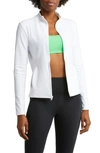 Beyond Yoga Spacedye On The Go Mock Neck Jacket In Cloud White