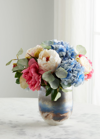 John-richard Collection Blushing Ocean 15" Faux Floral Arrangement In Mercury Glass Vase