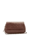 Bottega Veneta Intrecciato Mini Leather Cross-body Bag In Burgundy