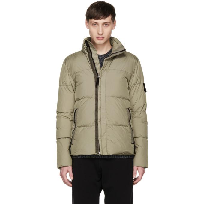 Stone Island Taupe Down Puffy Jacket In V0092 Turtledove | ModeSens