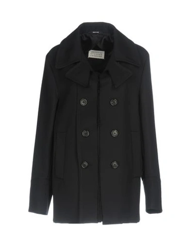 Maison Margiela Overcoats In Dark Blue