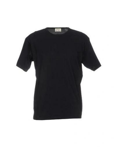 Acne Studios Black Cotton T-shirt In Dark Blue