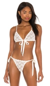 Hanky Panky Peek-a-boo Lace Tie Front Bralette In White