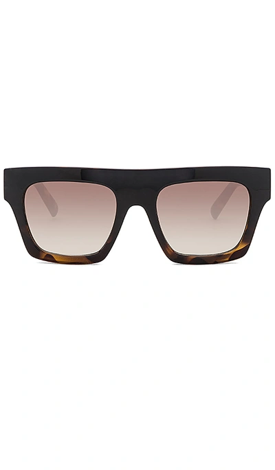 Le Specs Subdimension Flat-top Acetate Sunglasses In Black Tort & Khaki Gradient