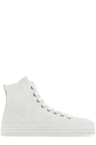 Ann Demeulemeester White Leather Raven Sneakers
