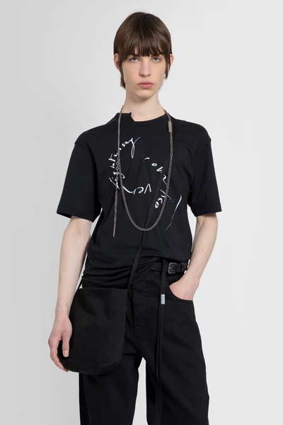 Ann Demeulemeester Black Asymmetric T-shirt With Print