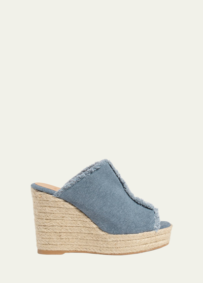 Castaã±er Fatima Canvas Wedge Sandals In Denim