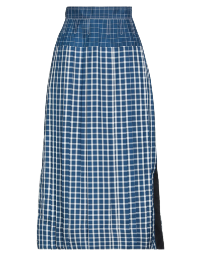 Tory Burch Picnic Plaid Silk Pleated Skirt In Blue