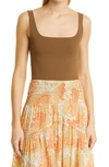 Vince Square-neck Tank Top In Brown