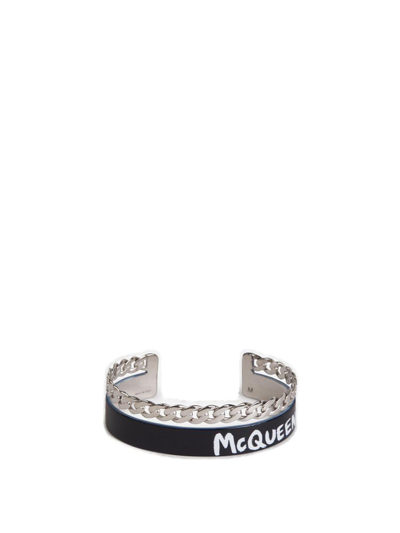 Alexander Mcqueen Logo-print Chain-link Bracelet In Multi
