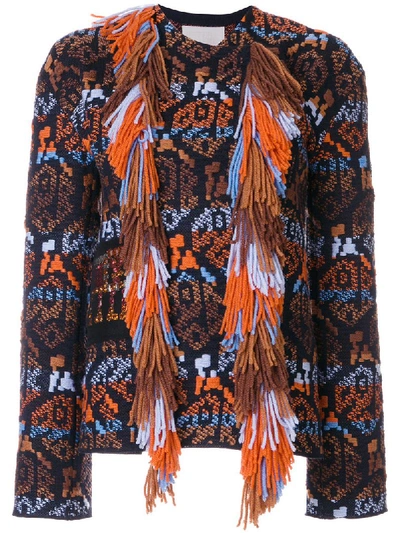 Peter Pilotto Fringed Jacket With Wool And Virgin Wool In Navy