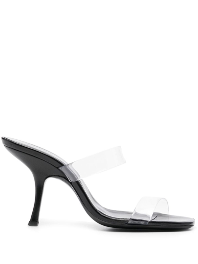 By Far Clara Pvc And Glossed-leather Mule In Black