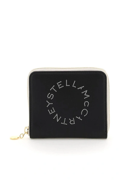 Stella Mccartney Black Stella Logo Zip Around Wallet In Multicolor