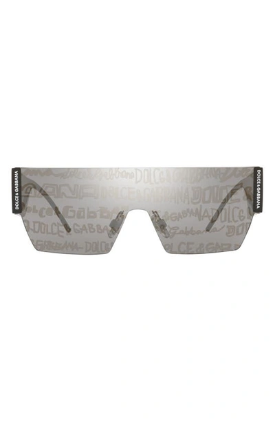 Dolce & Gabbana Shield Sunglasses In Black/silver Gold Graffiti