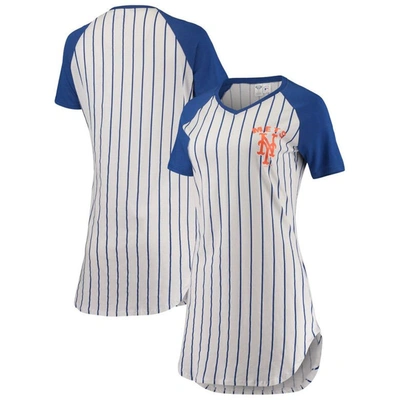 Concepts Sport White New York Mets Vigor Pinstripe Nightshirt