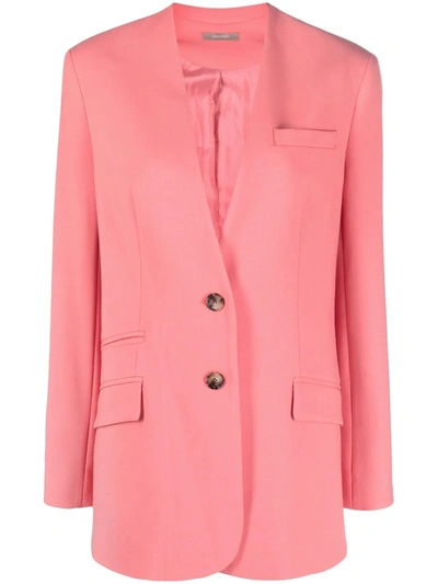 12 Storeez Single-breasted Collarless Blazer In Rosa