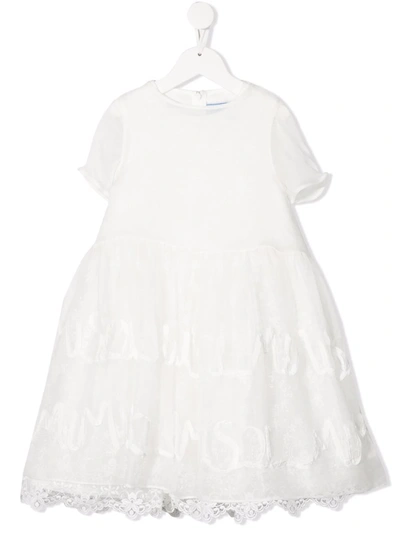 Mi Mi Sol Kids' Lace-detail Panelled Midi Dress In Neutrals