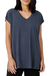 Eileen Fisher V-neck Long Boxy Top In Ocean