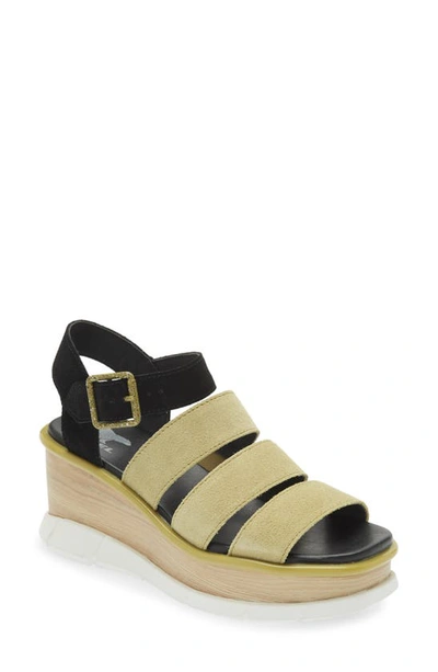 Sorel Joanie Iii Ankle Strap Wedge Platform Sandal In Olive Shade White