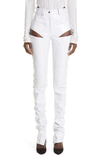 Laquan Smith Cutout Faux Leather Moto Pants In White ModeSens