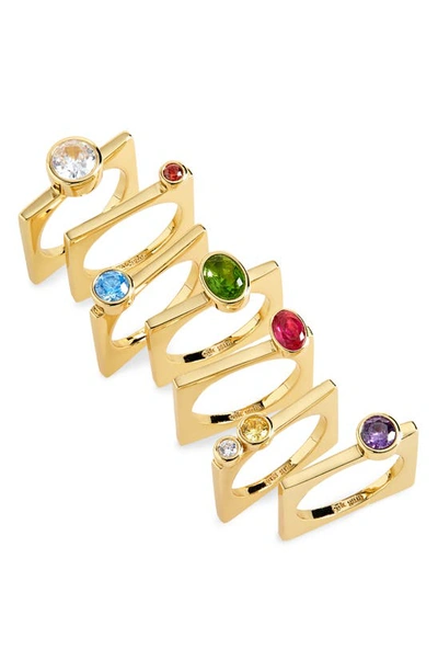 Cult Gaia Cosima Set Of 7 Stacking Rings In Multi Stone