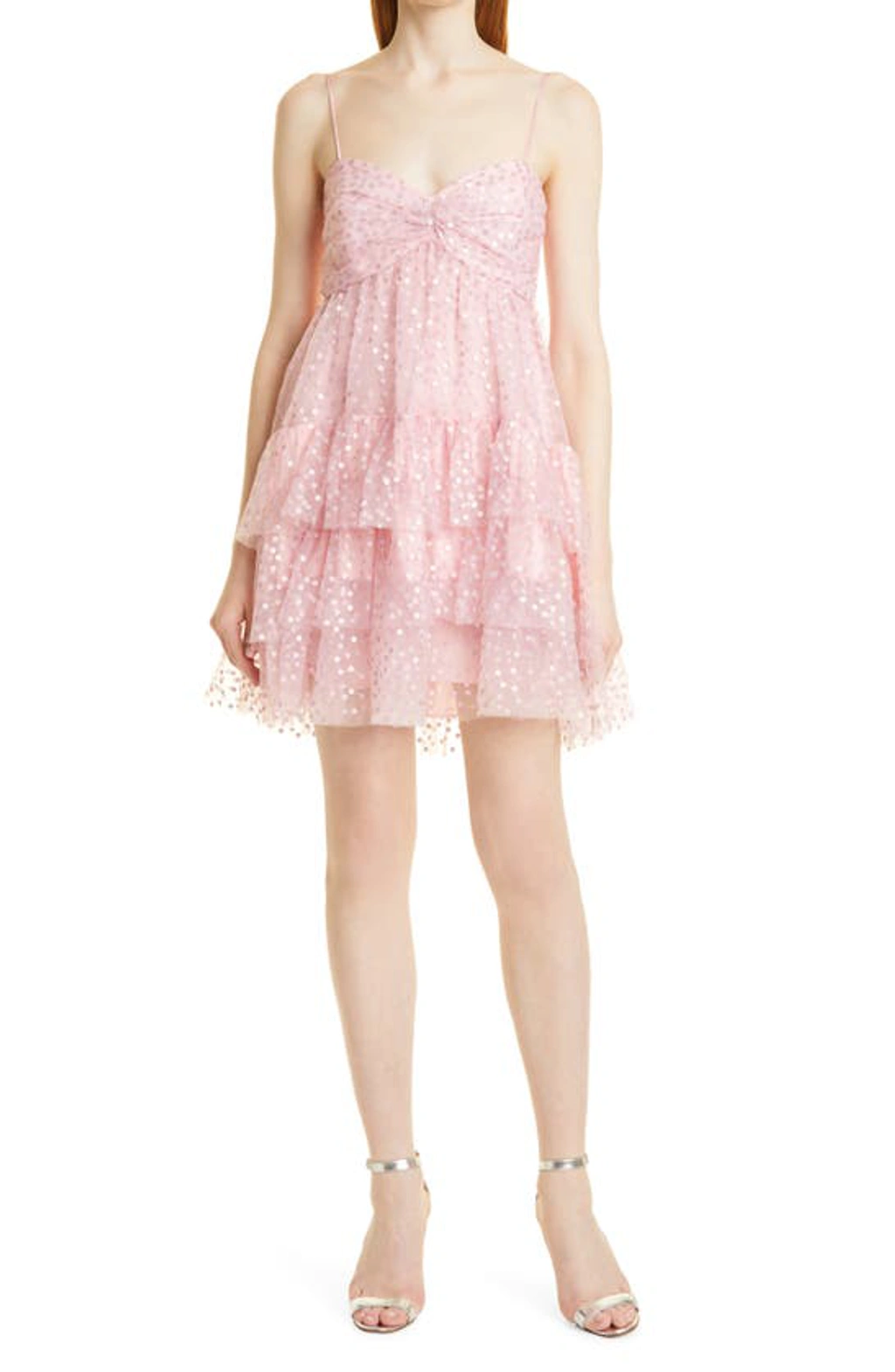 cinq a sept mini dress pink Cinq À Sept Jae Ruffle Sequin Tulle Minidress In Pink Quartz