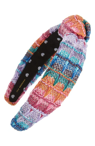 Lele Sadoughi Multicolor Woven Raffia Knot Headband
