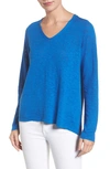 Eileen Fisher Organic Linen & Cotton V-neck Sweater In Catalina
