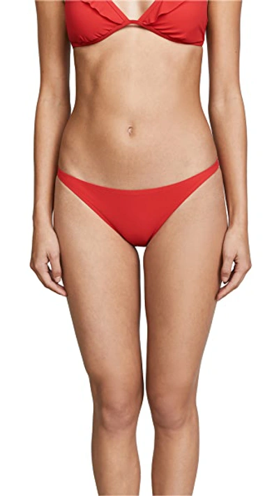 Tory Burch Solid Low-rise Hipster Bikini Bottom In Poppy Red