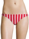 Milly St. Lucia Striped Bikini Swim Bikini Bottom In Red/ivory