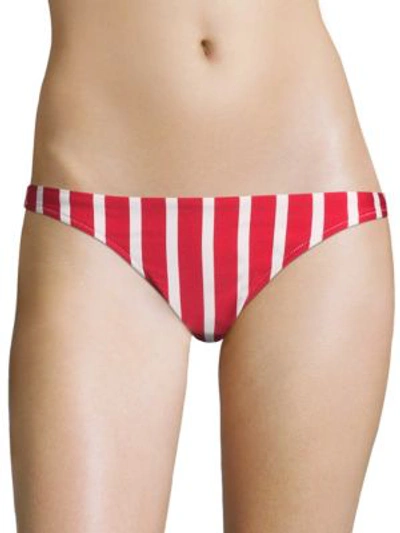 Milly St. Lucia Striped Bikini Swim Bikini Bottom In Red/ivory