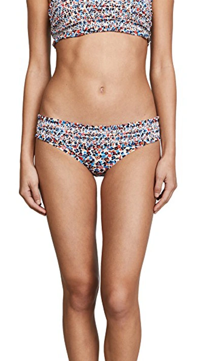 Tory Burch Costa Printed Hipster Smocked Swim Bikini Bottoms In Mini Wildflower