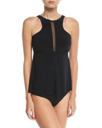 Magicsuit Colleen High-neck Solid Tankini Swim Top In Black