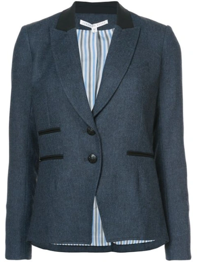 Veronica Beard Hudson Two-button Herringbone Jacket In Blue