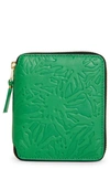 Comme Des Garçons Forest Embossed Leather Zip Wallet In Green