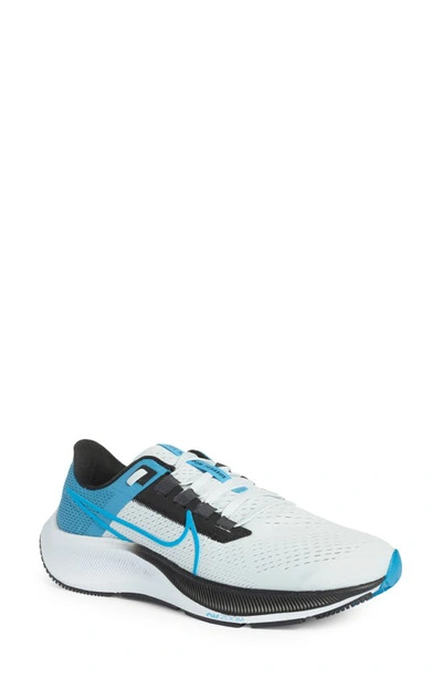 Nike Air Zoom Pegasus 38 Running Shoe In Platinum/ Blue/ Black