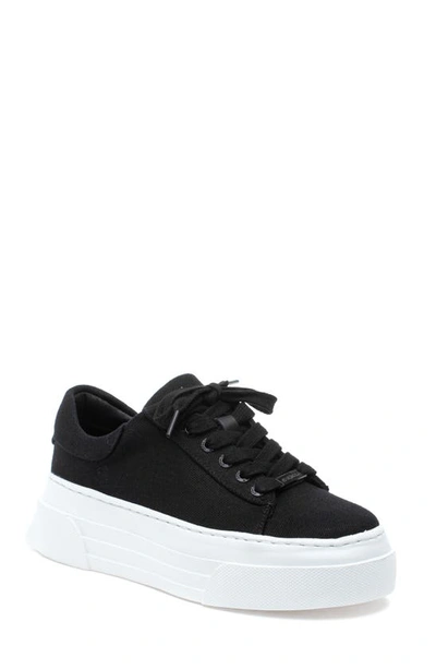 J/slides Women's Amanda Lace Up Sneakers In Black Canvas