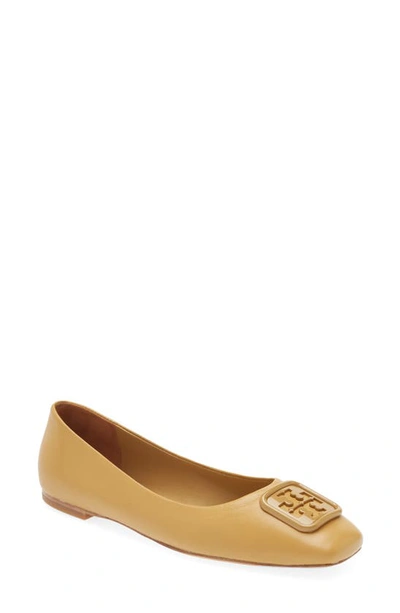 Tory Burch Georgia Square Toe Ballet Flat In Shortbread Leather
