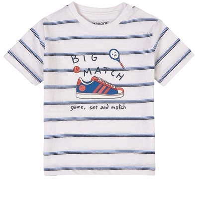 Mayoral Kids' Striped T-shirt White In Purple