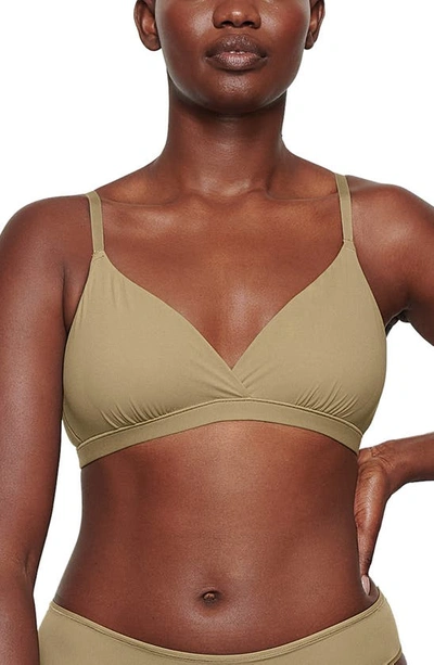 Skims Fits Everybody Crossover Bralette In Khaki