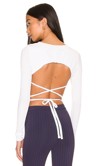 Alo Yoga Ribbed Wrap It Up Top In White