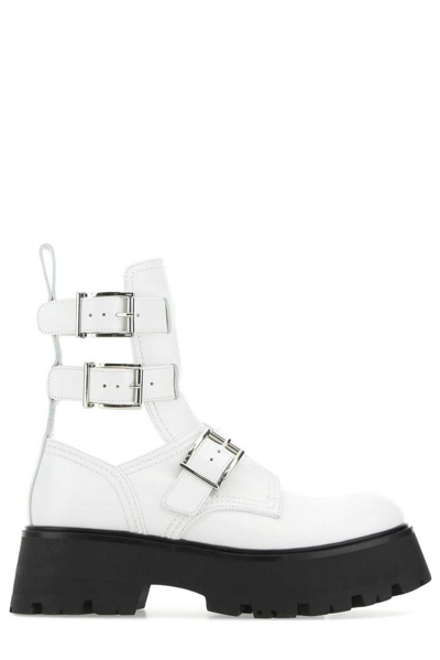Alexander Mcqueen Chunky Buckle-fastening Boots In White
