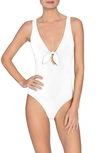 Robin Piccone Ava Plunge Underwire One-piece Swimsuit In White
