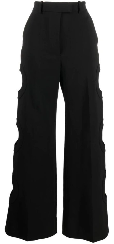 A.w.a.k.e. Cut-out Detail Straight-leg Trousers In Black