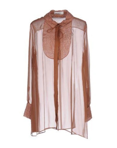 Valentino Silk Shirts & Blouses In Brown