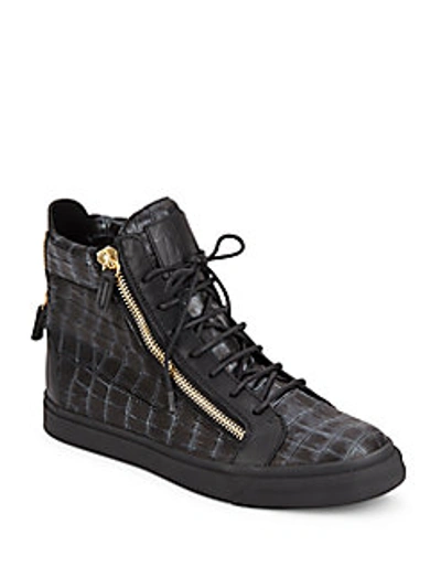 Giuseppe Zanotti Embossed Leather Two Zip High-top Sneakers | ModeSens